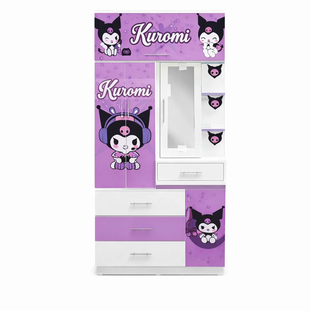 Kids Wardrobe with Mirror & Storage Drawers