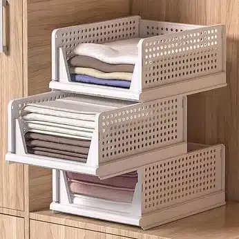 Stackable Foldable Storage Basket Organizer